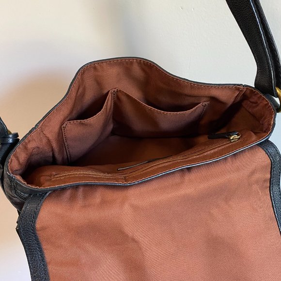 Fossil Black Leather Crossbody Bag Purse Small Adjustable Strap - Picture 9 of 13